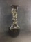 Very Large Vintage Mirror Black Japanese Vase Showing Embossed Dragon Motif