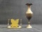 Lot of 2 Brass Vase and Candle Holder