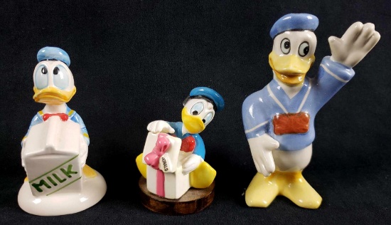 Lot of 3 Vintage Disney Donald Duck Porcelain Figurines