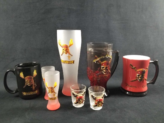 Lot of 8 Pirates of the Caribbean Modern Drinkware