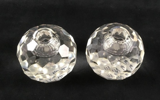 Clear Cut Crystal Sphere Candle Holders