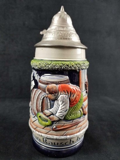 A Noisy Flight German Beer Stein with Pewter Lid