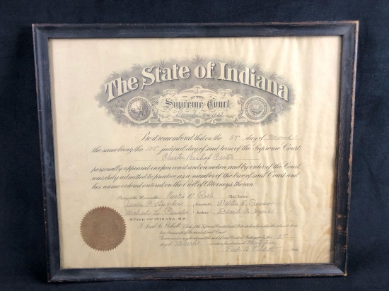 Vintage State Of Indiana Supreme Court 1933 Roll Of Attorneys Chief Justice Curtis W Roll