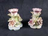 Porcelain Rose Candlestick Holders