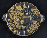 22k Gold Crystal 50th Anniversary Serving Plate Modern Silver City Glass