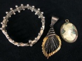 Mixed Lot Of Vintage Silver plated Bracelet Cameo Shell Pendant