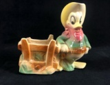 Vintage Donald Duck Cowboy Planter... Ceramic Planter Walt Disney Productions