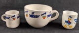 Lot Of Three Disney Porcelain Donald Duck Dishware