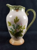 Large Ceramic Pitcher with Floral Design