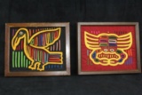 Two Framed Hand Stitched Applique Art Works
