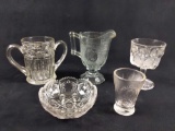 Clear Cut and Pressed Glass Lot of 5