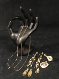 Mixed Lot Gold Plated Earrings Pin Necklaces Charms