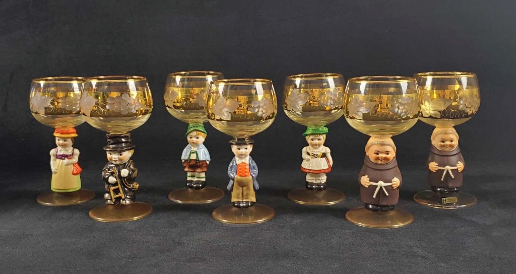 Set of Seven...Goebel Hummel Wine Glasses | Art, Antiques & Collectibles  Collectibles | Online Auctions | Proxibid