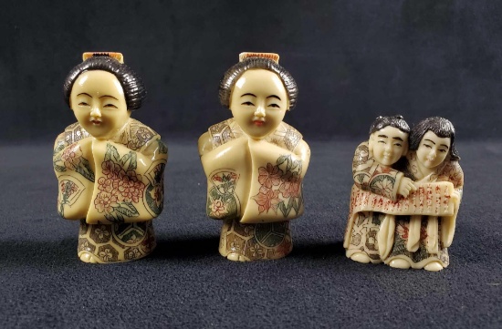 Chinese Art Feng Shui Figurine Villagers Lot of 3