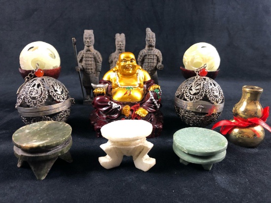 Vintage Mixed Lot Of Collectible Asian Incense holders & Figures