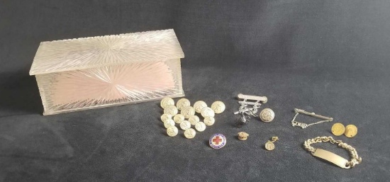 Vintage WWII Buttons And Pins Lot of 27