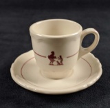 Set of 2 Jane James Southern Manner cups/mugs & saucers, sponged, cottage  (E1)