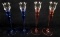 2 Pairs of Rose and Blue Marquis by Waterford Candlestick Holders Marked