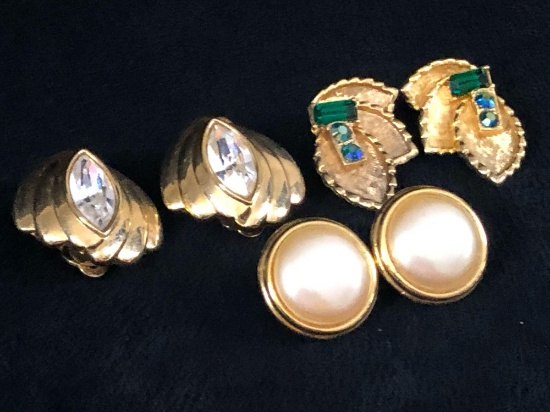 Vintage Lot Costume B.S.K Monet S.A.I Jewelry Clip On Earnings