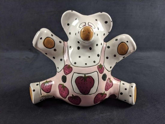 Vintage Hand Painted Ceramic Bear Piggy Bank By Ganz
