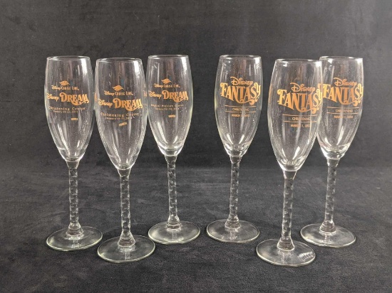 6 Rare Disney Cruise Line Champagne Glasses