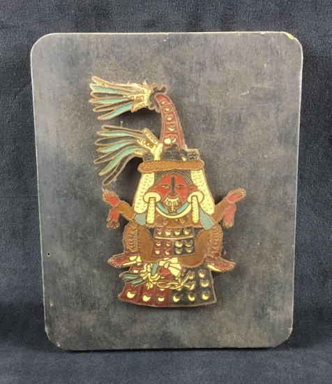 Ochpaniztli November Enamel Illustration Mounted on Wood