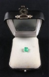 One Loose Natural Cut Cornered Square Step Cut Emerald of 1.39 Carats