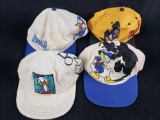 Lot of 4 Vintage Adjustable Donald Duck Baseball Caps