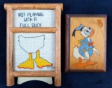 Donald Duck Handmade Wood Embroidery Art Lot of 2