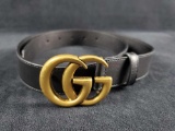 Gucci Wide Leather Black belt with Double G