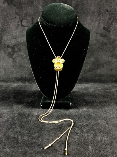 Risis Golds Toned Orchid Slider Necklace