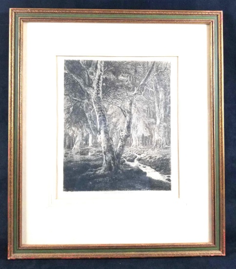 Adolphe Theodore Martial Potemont Etching of Forest