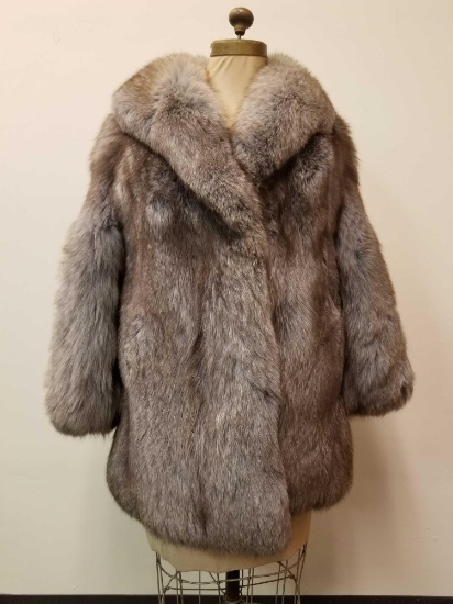 Blue And Brown dyed Fox Fur Coat