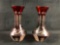 Ruby Red Cut to Clear Crystal Bouquet Vase Bohemian