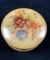 Vintage Hand Carved Jewelry Trinket Box Round Hinged Alabaster Marble Flower Bouquet Italy