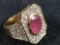 14K Gold Ruby and White Sapphires Ring Size 7