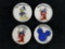 Vintage Disney Ceramic Round Refridgerator Magnets Lot of 4