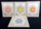 Set of 4 Framed Handmade Hexagon Quilted Artworks