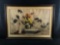 Antique Japanese Lithograph Still Life Flowers Portrait