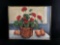 Vintage Original Sighed S. Johnson Oil On Canvas Still Life Geraniums & Pears Painting