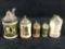 Vintage Lot Of Miniature Stone wear Pewter lid Stein's 2