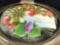 Vintage German Pewter Lid Hand Painted Enamel Flowers Signed Glass Stein