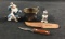 Lot of 4 Vintage 1900s Joyce Jean Cup Great Smoky Mountain Knife Glass Porcelain Schmid Clowns