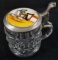 German Original BMF Bierseidel Glass Beer Stein With Drinking Man Lid Decoration