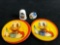 A lot of 4 Vintage Mini Donald Duck Daisy Tin Plates Thumbnail Pin Walt Disney