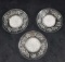 Set of 3 Etched Glass Floral Plates