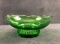 Vintage EO Brody Co M2000 Scalloped Bowl with Ribbed Pedestal Green Bowl Candy Dish