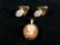 Vintage Classic 14K Yellow Gold Opal Earnings & Small Carved Cameo Pendant