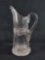 Vintage Clear Etched Glass Decanter Pitcher