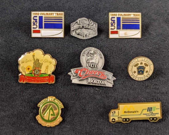 Lot Of Eight Food And Travel Pins